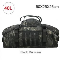 Sac à Dos Tactique 40L MOLLE pour Camping, Randonnée, Voyage Grande Capacité Noir Multicam