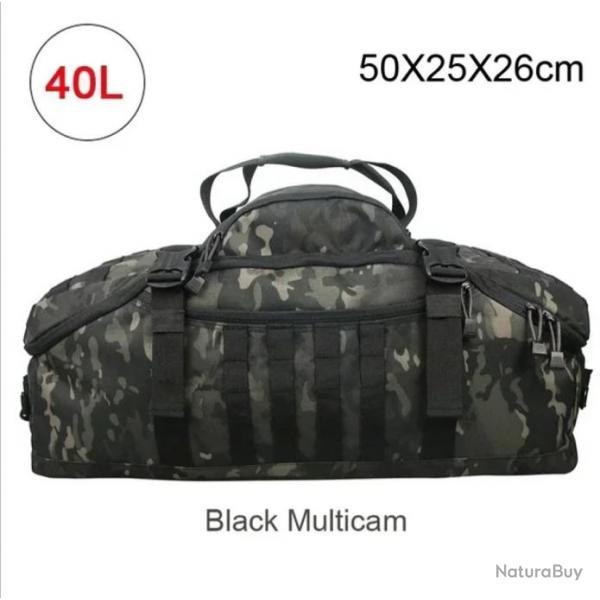 Sac  Dos Tactique 40L MOLLE pour Camping, Randonne, Voyage Grande Capacit Noir Multicam