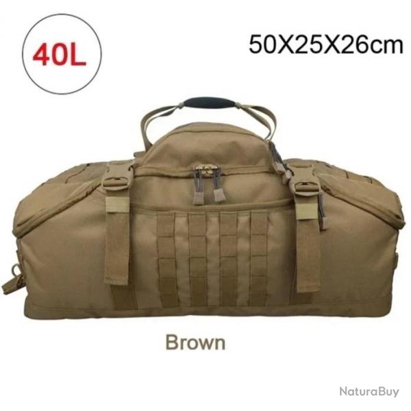 Sac  Dos Tactique 40L MOLLE pour Camping, Randonne, Voyage Grande Capacit Beige Marron