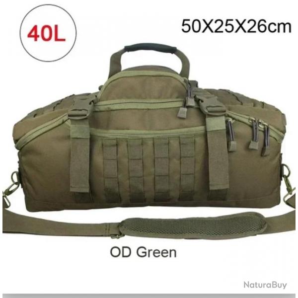 Sac  Dos Tactique 40L MOLLE pour Camping, Randonne, Voyage Grande Capacit Vert