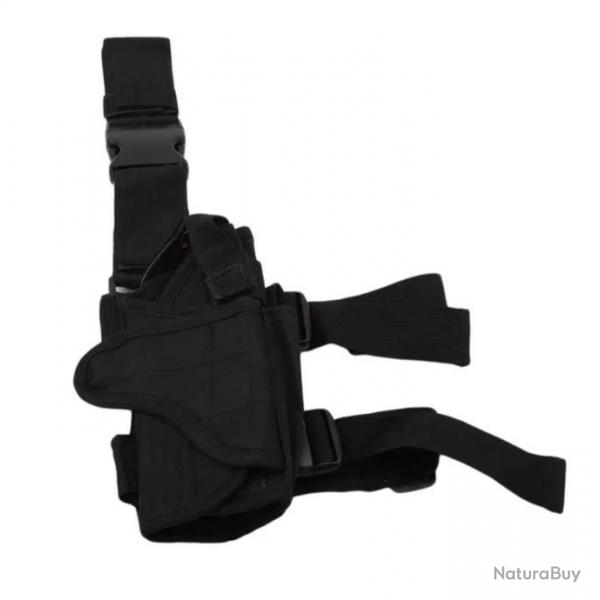 Holster Universel de Cuisse pour Pistolet Droitier Accessoire de Chasse Harnais Noir