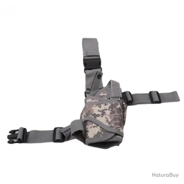 Holster Universel de Cuisse pour Pistolet Droitier Accessoire de Chasse Harnais Camo Gris