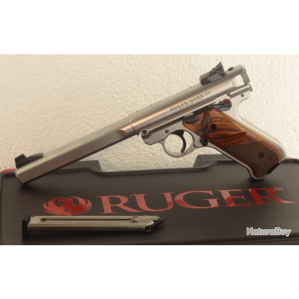 Pistolet RUGER MARK IV - Cal. 22LR - 6.88" 10CPS INOX COMPETITION