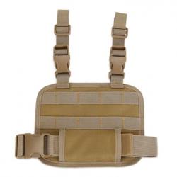 Plaque de Cuisse MOLLE Réglable Plateforme de Jambe + Ceinture et Sangles Ajustables Nylon 600D Kaki