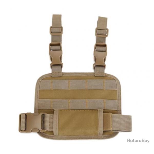 Plaque de Cuisse MOLLE Rglable Plateforme de Jambe + Ceinture et Sangles Ajustables Nylon 600D Kaki