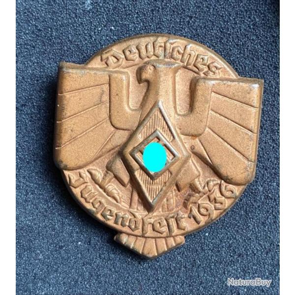 Badge Deustche Jugendfest HJ 1936Jeunesse Hitlrienne allemand ww2  mdaille insigne