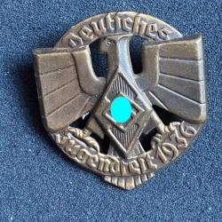 Badge Deustche Jugendfest Peu courante version 1936 Jeunesse Hitlérienne allemand ww2 insigne