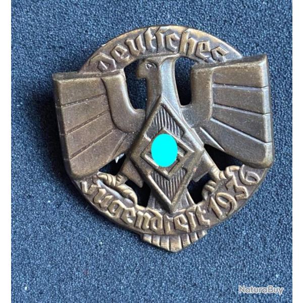 Badge Deustche Jugendfest Peu courante version 1936 Jeunesse Hitlrienne allemand ww2 insigne