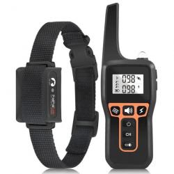 Collier de Dressage pour Chien 1000m Rechargeable Étanche IP67 avec 3 Modes Noir Orange