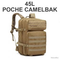 SAC À DOS TACTIQUE BEIGE POCHE POUR PLAQUE BALISTIQUE/GOURDE CAMELBAK 45L - LIVRAISON GRATUITE