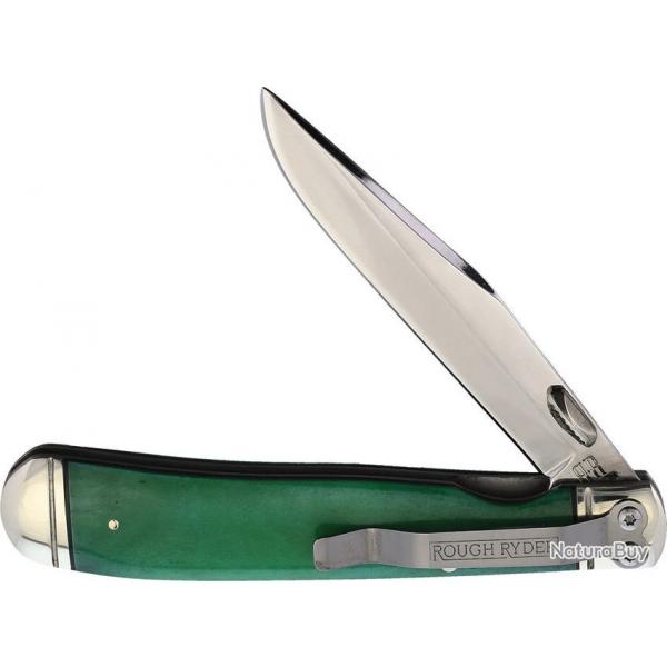 Couteau Rough Ryder Working Man Lame Acier 440 Manche Os Green Linerlock Clip RR1957