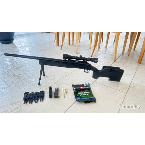 Fusil de prcision M62F ,NEUF ,1.9joules SPRING  airsoft BBs avec quipement