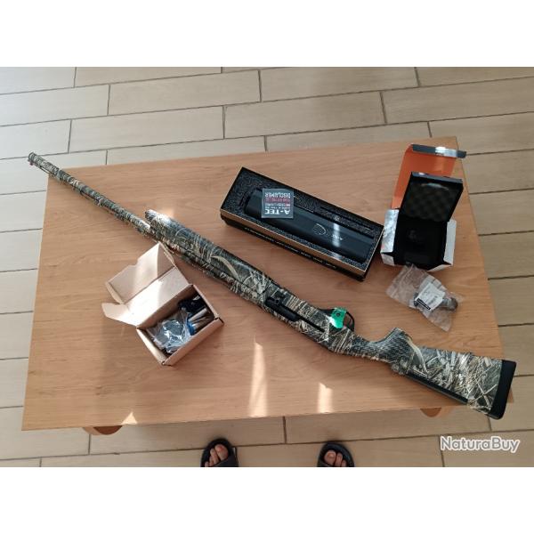 Fusil semi automatique stoeger m 3500avec modrateur de son a Tec A12 et choke d'adaptation et point