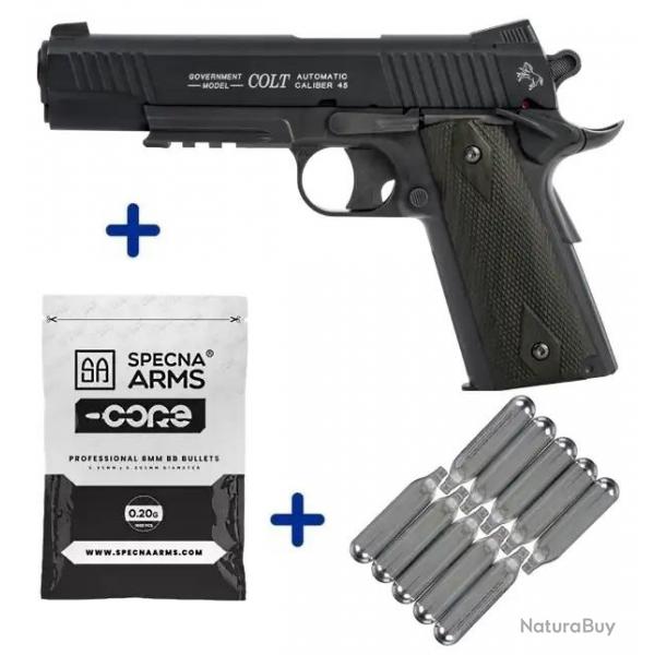 Pack Airsoft Colt 1911 Full Mtal Co2