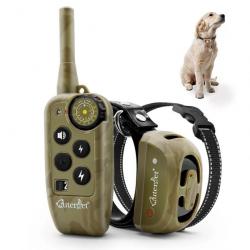 Collier de Dressage pour Chien Rechargeable Étanche Toutes les Tailles 800m Vert Armée