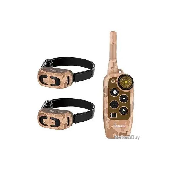 2 Colliers de Dressage pour Chien Rechargeable tanche Toutes les Tailles 800m Camoufle