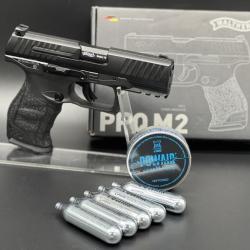 Pack "Laser" prêt à tirer, Walther PPQ M2 chaîne rotative. Calibre 4,5mm plombs propulsion CO2