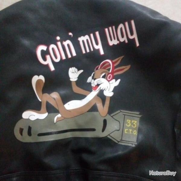 Militaria - Blouson aviateur US WW2 Type A2 : "GOIN' MY WAY"