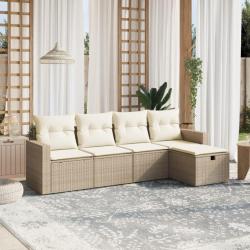 Salon de jardin avec coussins 5 pcs beige résine tressée