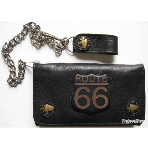 PORTE FEUILLE ROUTE 66 NOIR - Ref.766