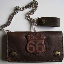 PORTE FEUILLE ROUTE 66 BRUN - Ref.767