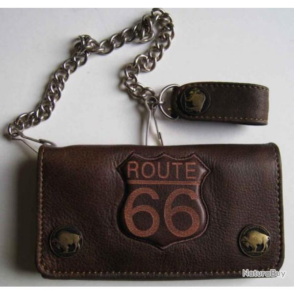 PORTE FEUILLE ROUTE 66 BRUN - Ref.767