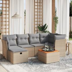 Salon de jardin avec coussins 7pcs mélange beige résine tressée