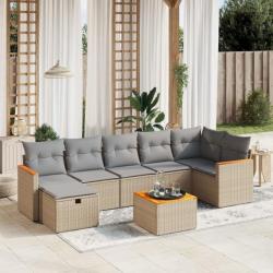 Salon de jardin avec coussins 8pcs mélange beige résine tressée