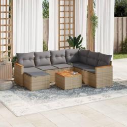 Salon de jardin avec coussins 8pcs mélange beige résine tressée