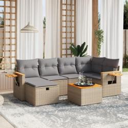 Salon de jardin avec coussins 7pcs mélange beige résine tressée