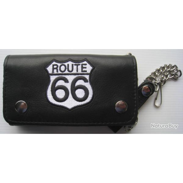 PORTE FEUILLE ROUTE 66 NOIR - Ref.784