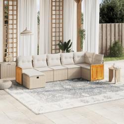 Salon de jardin avec coussins 7 pcs beige résine tressée