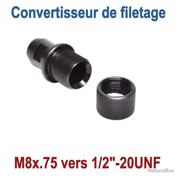 Convertisseur de filetage M8x.75 vers 1/2"-20UNF