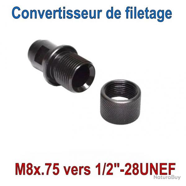 Convertisseur de filetage M8x.75 vers 1/2"-28UNEF