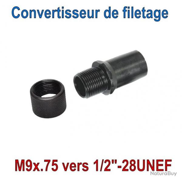 Convertisseur de filetage M9x.75 vers 1/2"-28UNEF