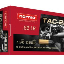 CART NORMA 22LR 2.6G/40GR TAC-22 SUBSONIC PLOMB HP BOITE 50