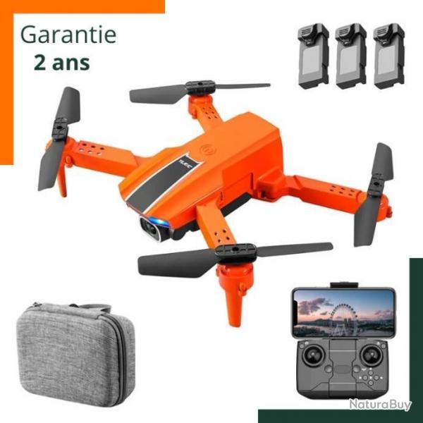 Drone 4K GPS avec double camra - 3 batteries - Orange - Livraison gratuite - Garantie 2 ans