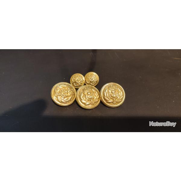 Boutons d'uniforme militaire USMS antique des annes 1940-50 / laiton