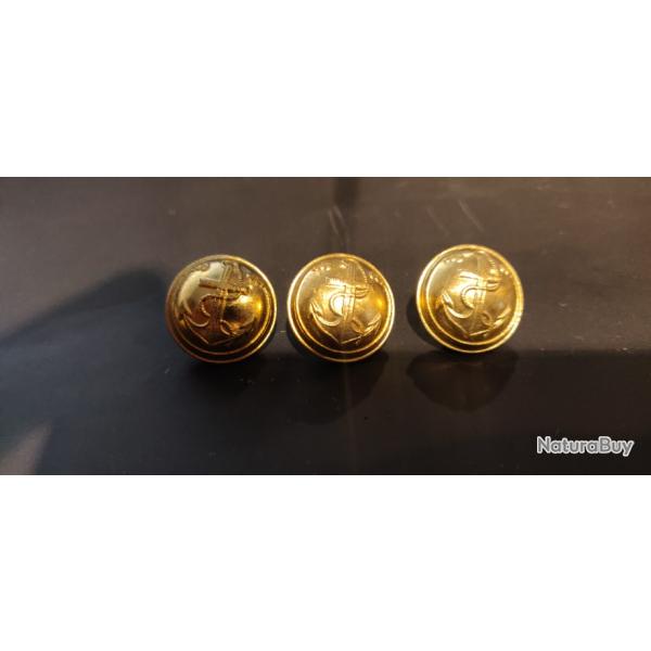 3 Boutons d'uniforme militaire troupe d'infanterie coloniale et de marine