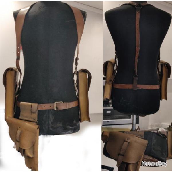 Ensemble cuir militaire brlage porte chargeur et holster