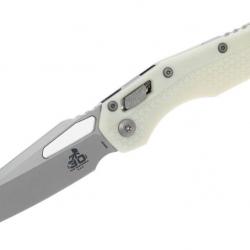 Couteau Microtech MSI White 210T-10PMWH30 Lame Sheepsfoot M390MK Crossbar Lock Clip USA MCT210T10PMW