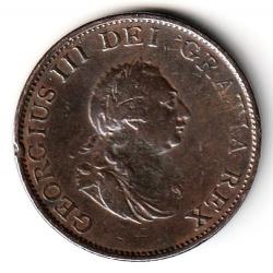 Pièce de Monnaie  ROYAUME-UNI 1/2 Penny Georges III tête laurée / Britannia 1799