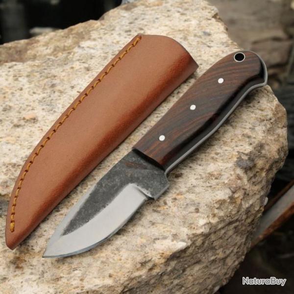 PA203512 Couteau de Survie Rite Edge Galley Skinner Lame Forge Etui Cuir Manche Bois