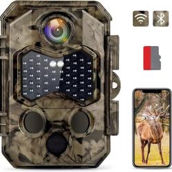 Caméra de Chasse WiFi Bluetooth 4K 48MP Infrarouge Invisible Vision Nocturne 25m