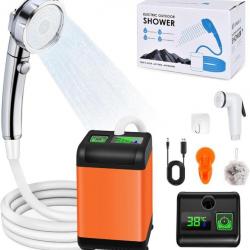 Kit Douche de Camping Portable 6000mAh Pompe Rechargeable Température et Pression d'eau Réglable