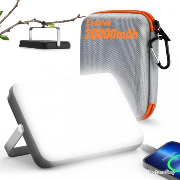 Lampe Camping Portable LED 4000LM, 20000mAh Power Bank 4 Modes D'clairage Etanche IPX5