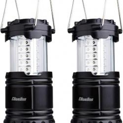 Lot de 2 Ultra Bright Lampe Portable LED Camping Lanterne a Pile Jardin, Pêche, Lumière d'urgence