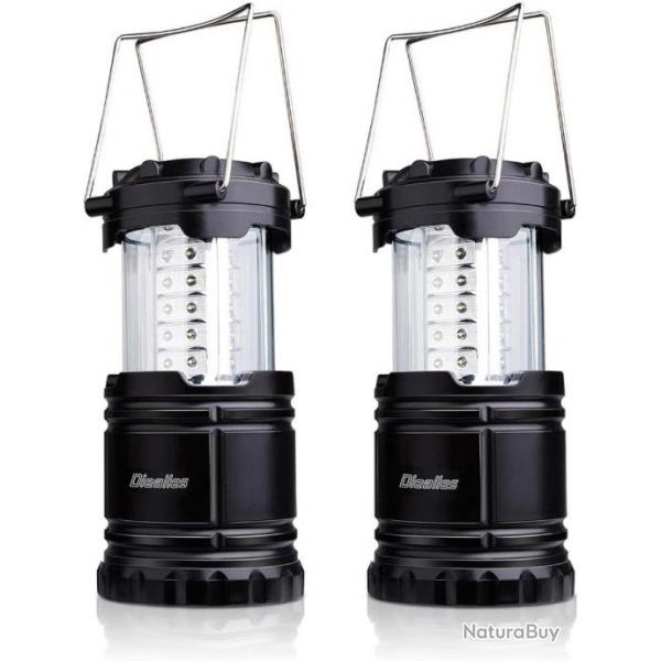 Lot de 2 Ultra Bright Lampe Portable LED Camping Lanterne a Pile Jardin, Pche, Lumire d'urgence