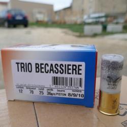 10 cartouches TRIO BECASSIERE en 12/70 plomb 8/9/10 en 36 g