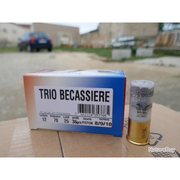 10 cartouches TRIO BECASSIERE en 12/70 plomb 8/9/10 en 36 g